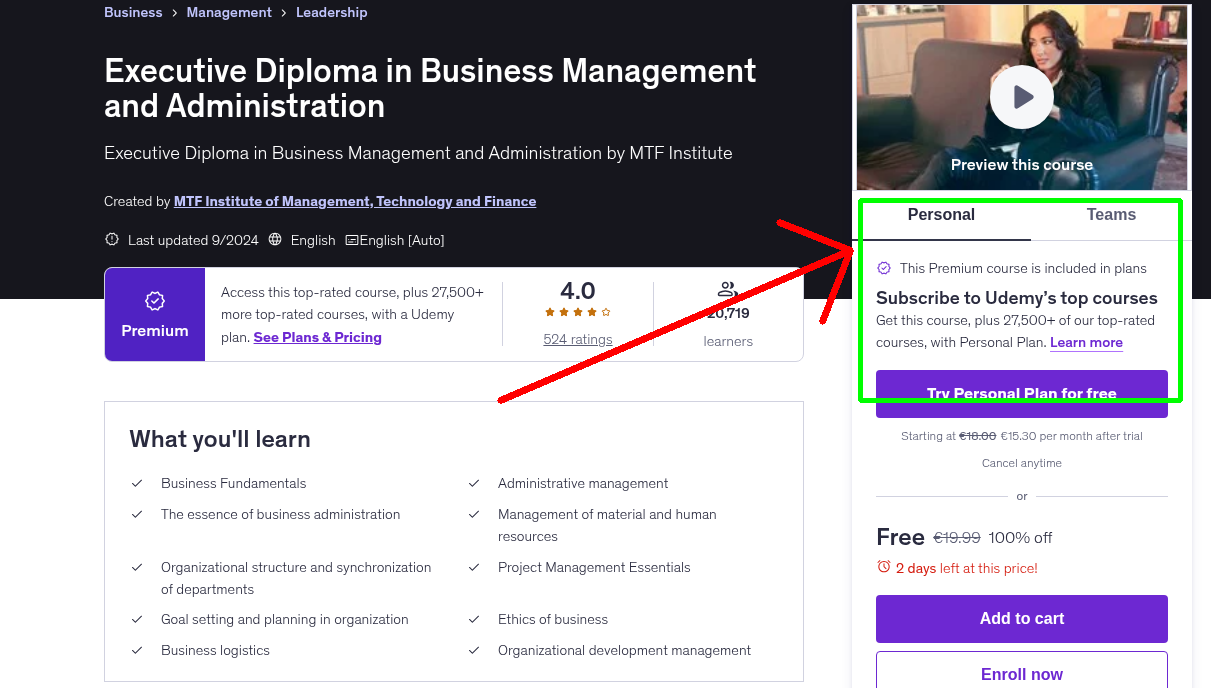 Executive Diploma in Business Management and Administration