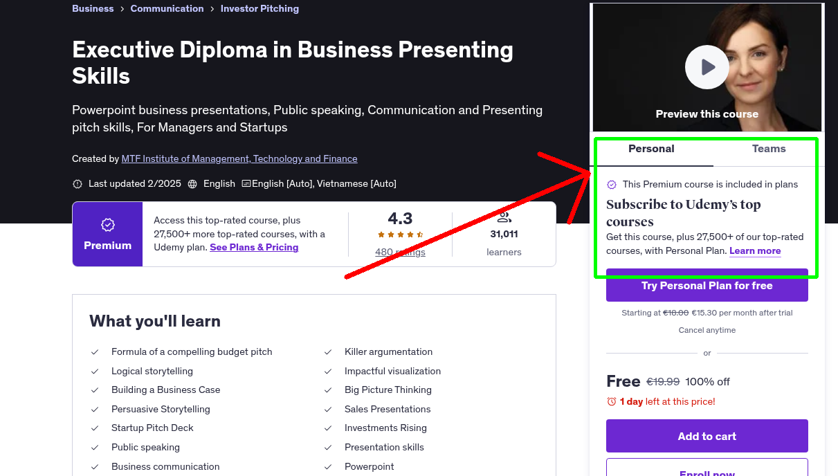 Executive Diploma in Business Presenting Skills