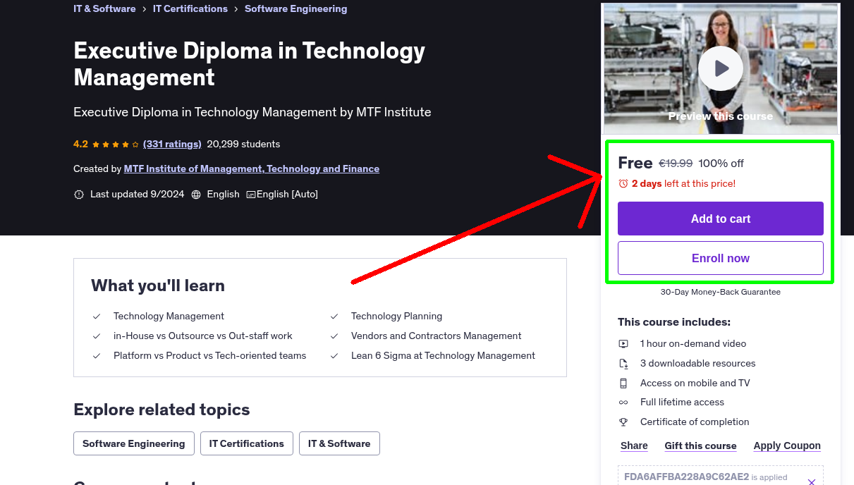 Executive Diploma in Technology Management