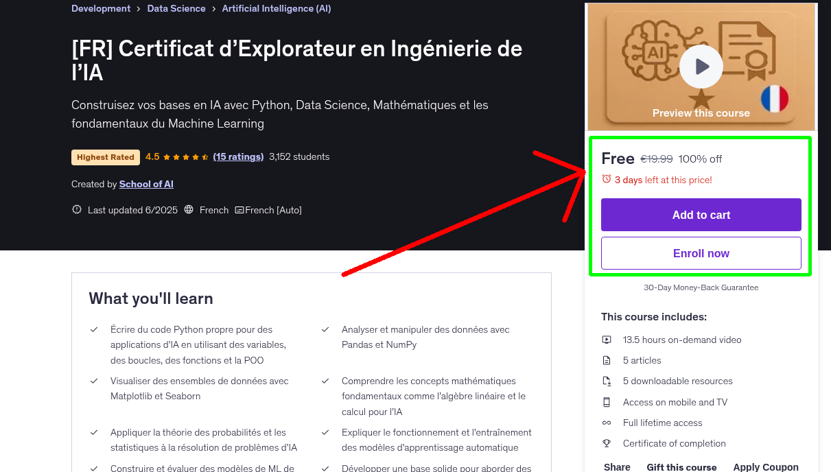 [FR] Certificat d’Explorateur en Ingénierie de l’IA