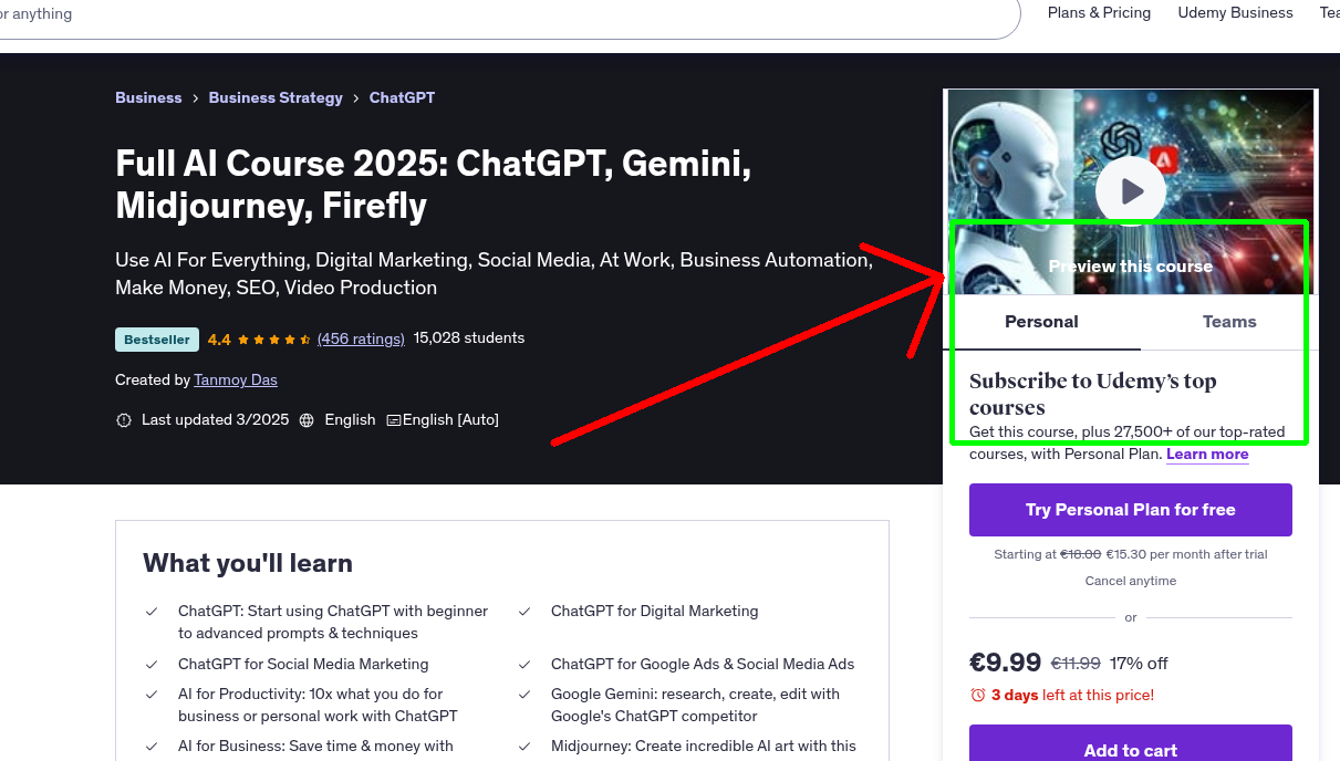 Full AI Course 2025: ChatGPT, Gemini, Midjourney, Firefly