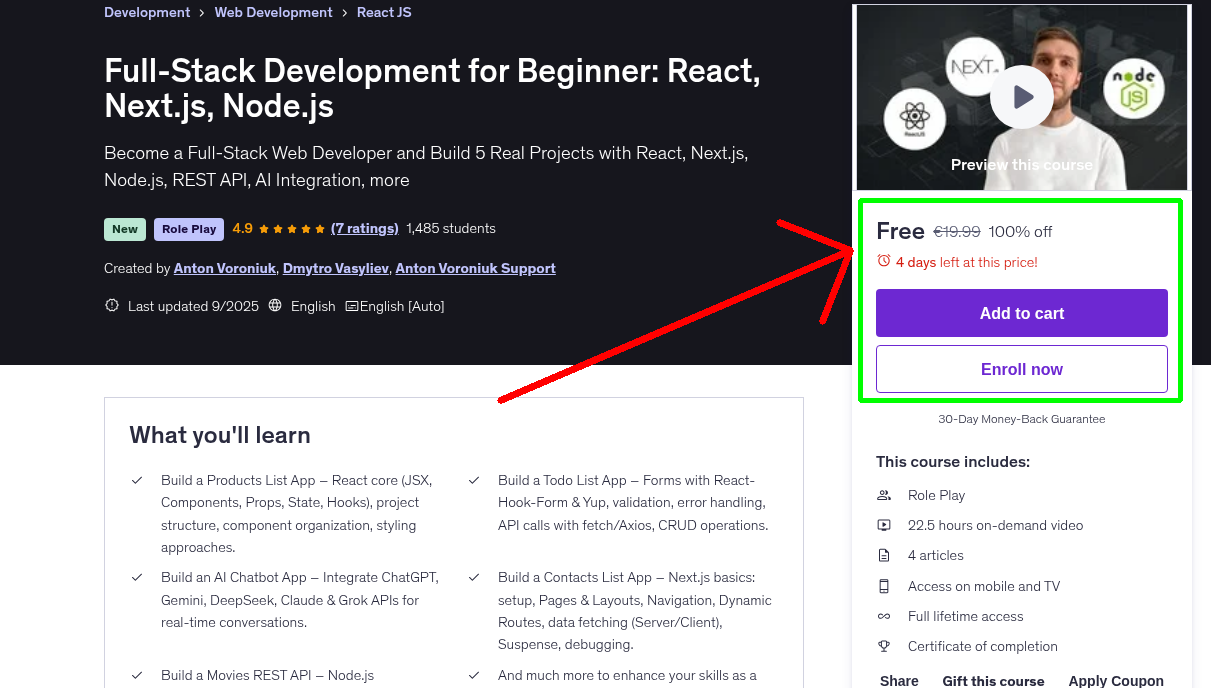 Full-Stack Development for Beginner: React, Next.js, Node.js