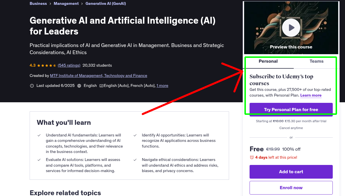 Generative AI and Artificial Intelligence (AI) for Leaders