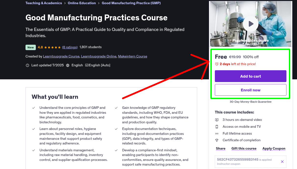 Good Manufacturing Practices Course