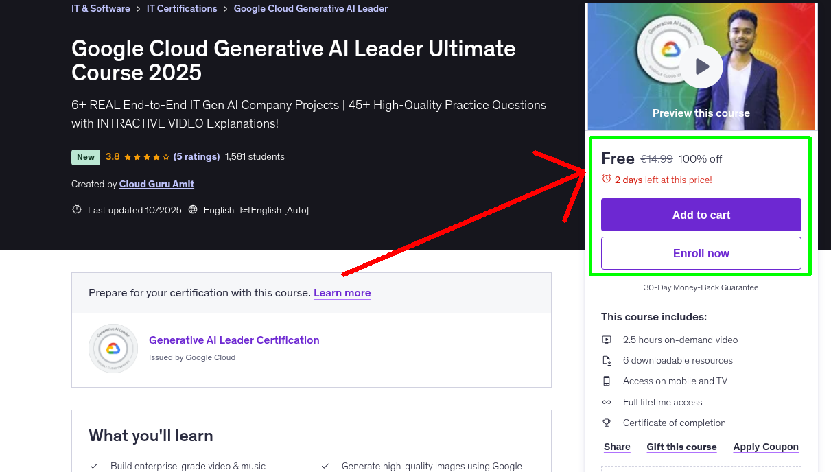 Google Cloud Generative AI Leader Ultimate Course 2025