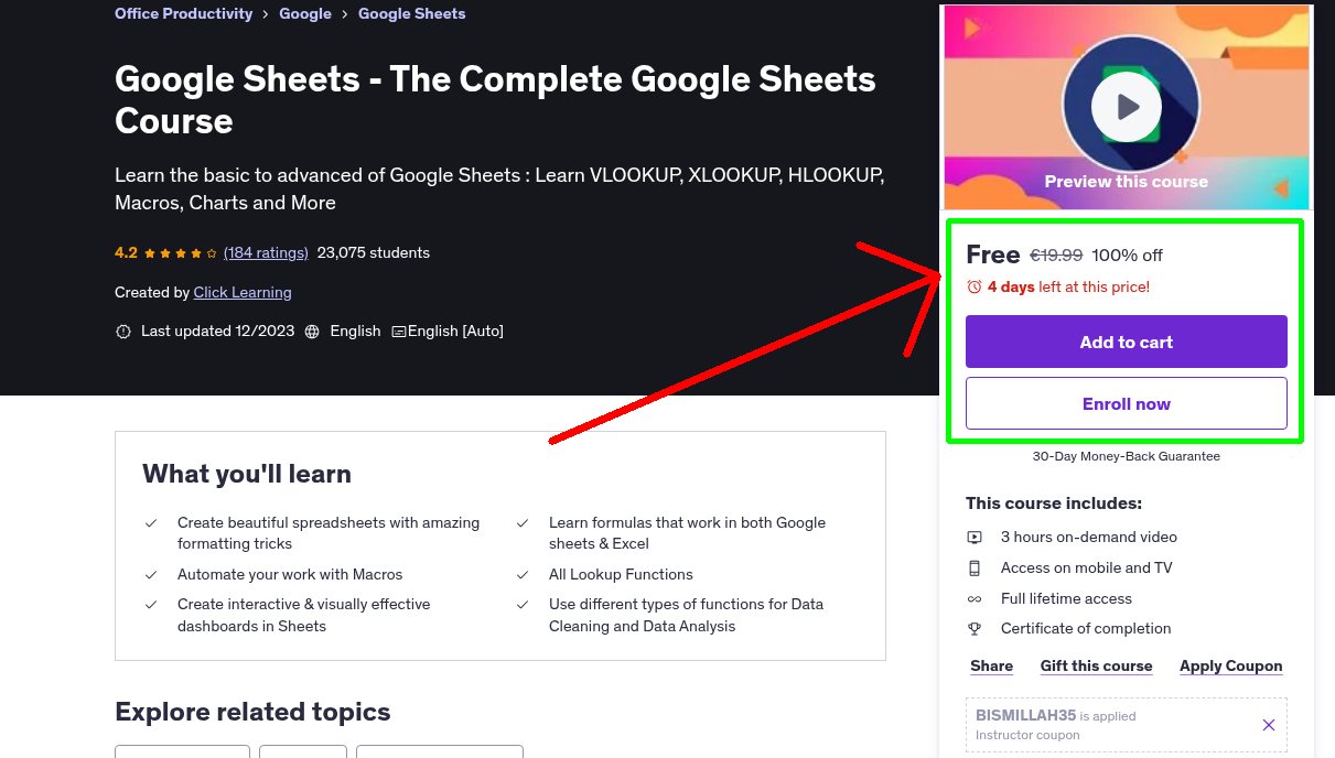 Google Sheets - The Complete Google Sheets Course
