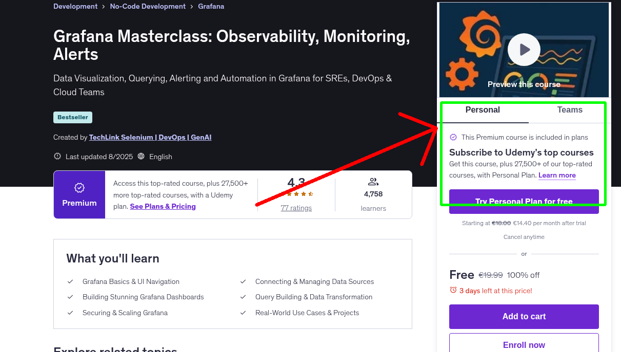 Grafana Masterclass: Observability, Monitoring, Alerts