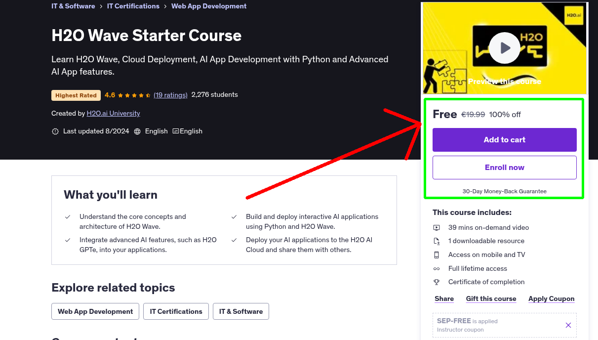 H2O Wave Starter Course