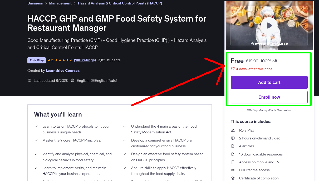 HACCP, GHP and GMP Food Safety System for Restaurant Manager