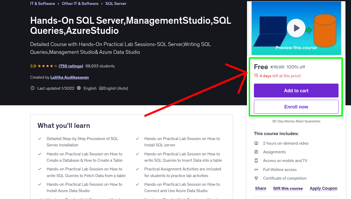 Hands-On SQL Server,ManagementStudio,SQL Queries,AzureStudio