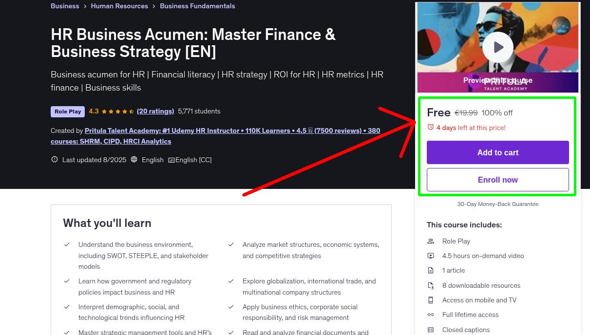 HR Business Acumen: Master Finance & Business Strategy [EN]