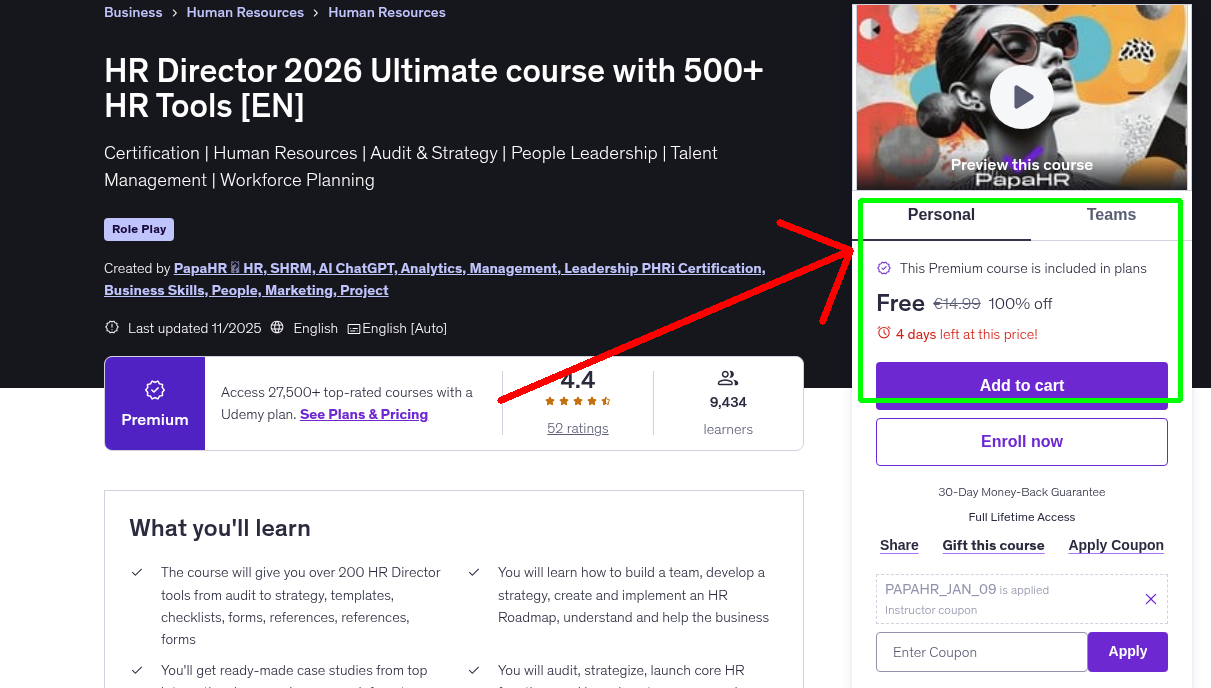 HR Director 2026 Ultimate course with 500+ HR Tools [EN]