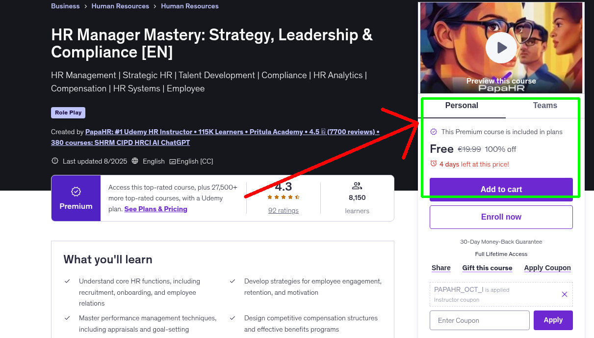 HR Manager Mastery: Strategy, Leadership & Compliance [EN]