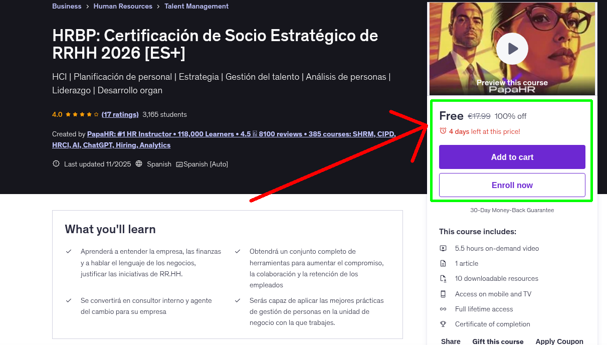 HRBP: Certificación de Socio Estratégico de RRHH 2026 [ES+]