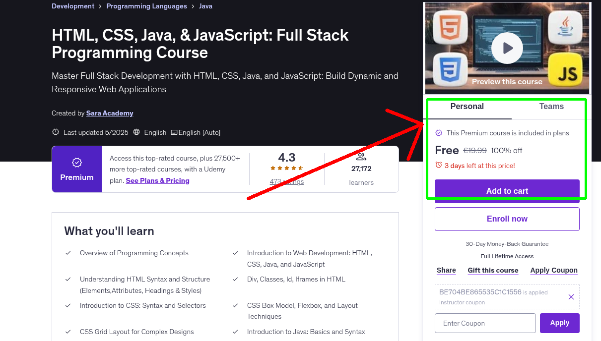 HTML, CSS, Java, & JavaScript: Full Stack Programming Course