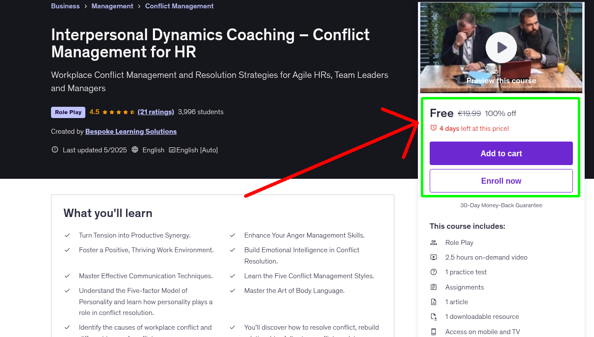 Interpersonal Dynamics Coaching – Conflict Management for HR