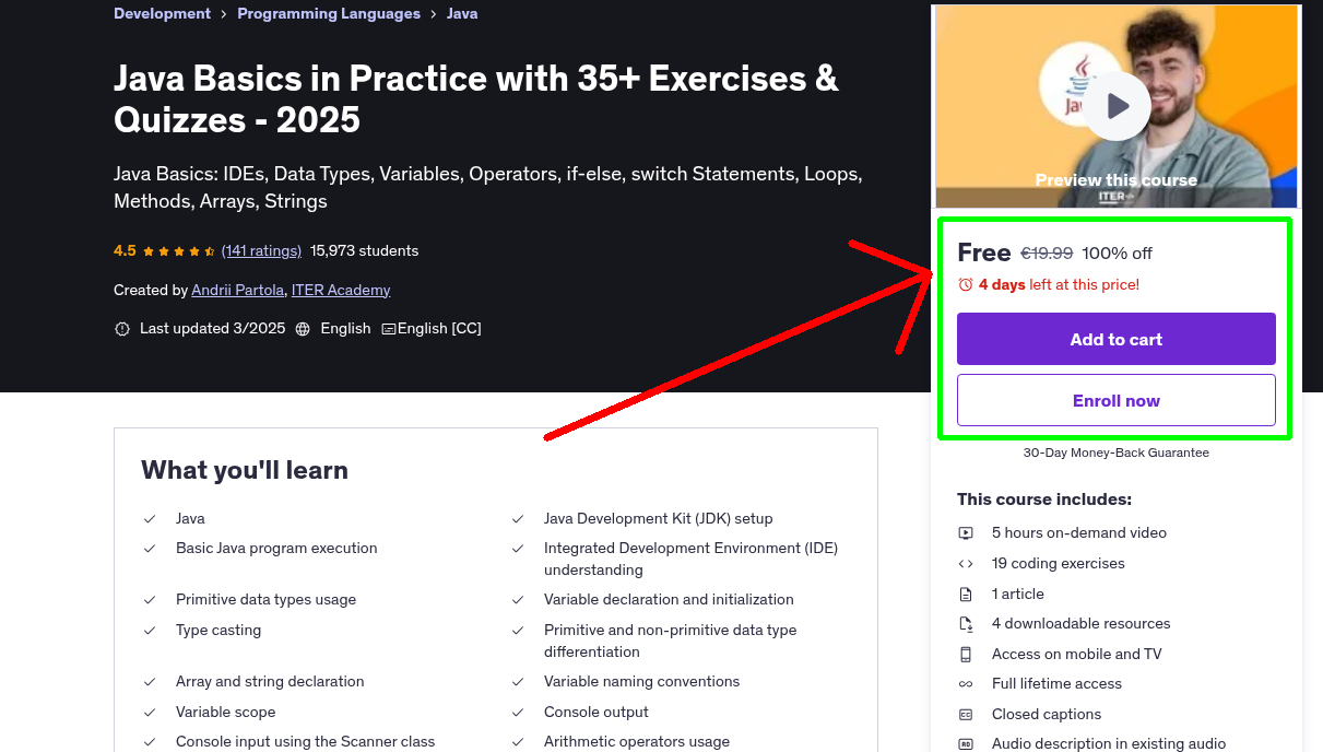 Java Basics in Practice with 35+ Exercises & Quizzes - 2025