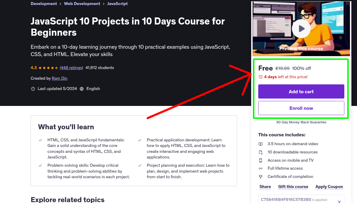 JavaScript 10 Projects in 10 Days Course for Beginners