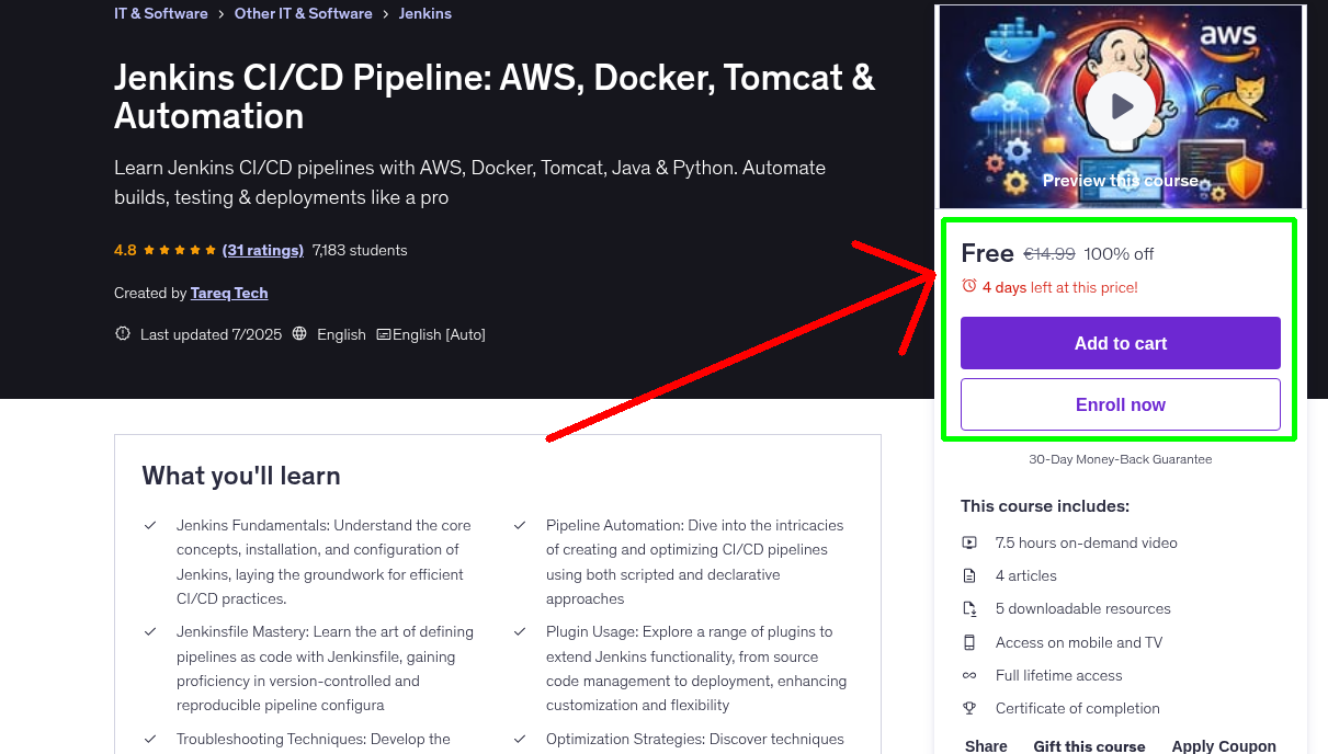 Jenkins CI/CD Pipeline: AWS, Docker, Tomcat & Automation