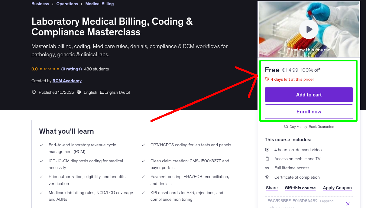Laboratory Medical Billing, Coding & Compliance Masterclass