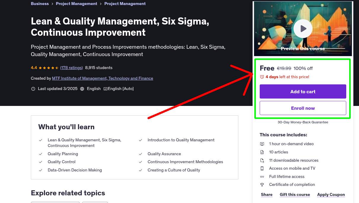 Lean & Quality Management, Six Sigma, Continuous Improvement