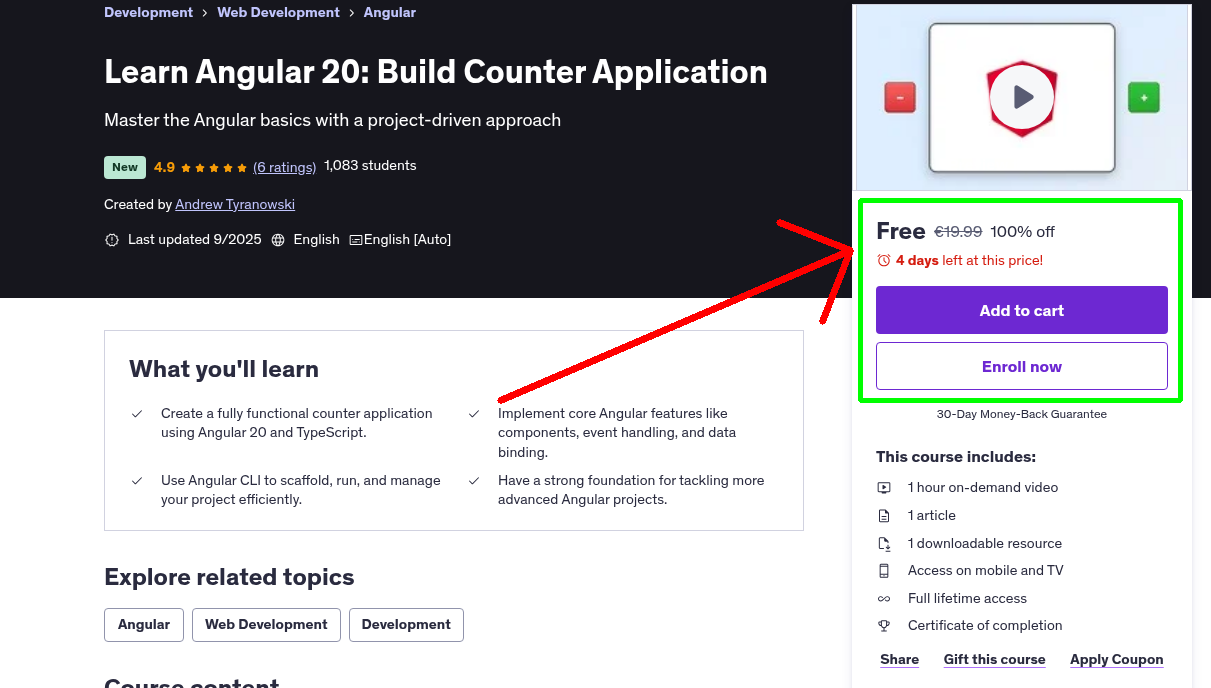 Learn Angular 20: Build Counter Application