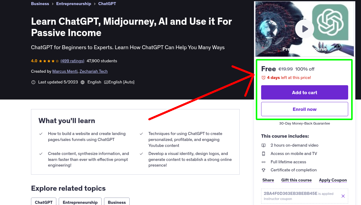 Learn ChatGPT, Midjourney, AI and Use it For Passive Income