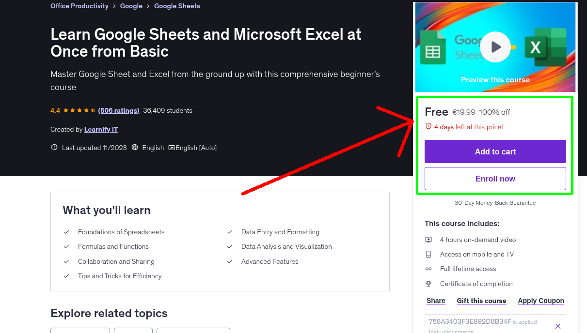 Learn Google Sheets and Microsoft Excel at Once from Basic