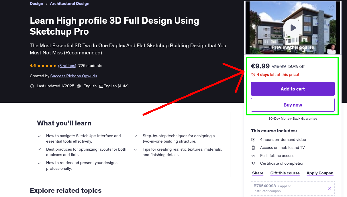 Learn High profile 3D Full Design Using Sketchup Pro