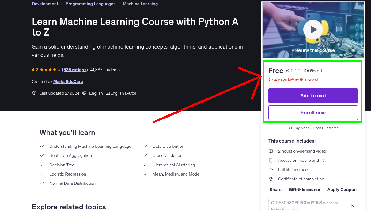 Learn Machine Learning Course with Python A to Z