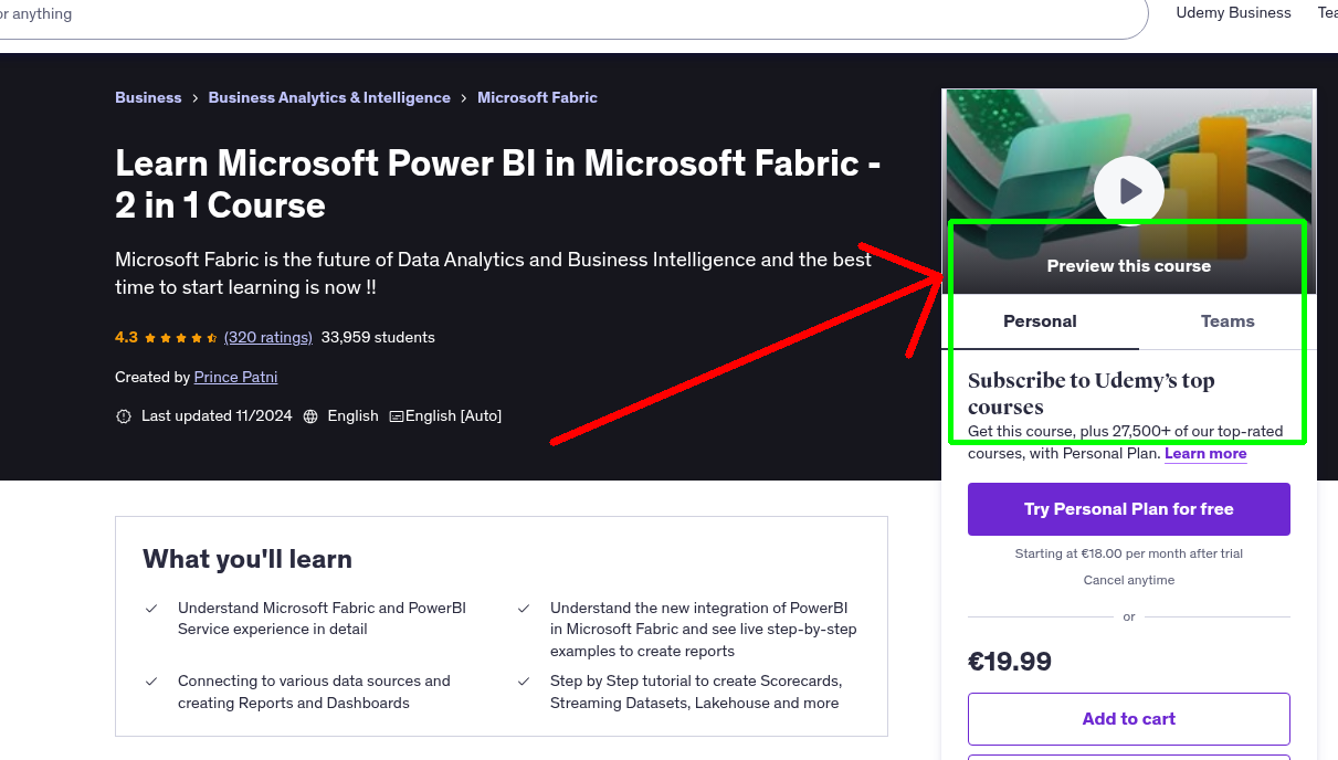 Learn Microsoft Power BI in Microsoft Fabric - 2 in 1 Course