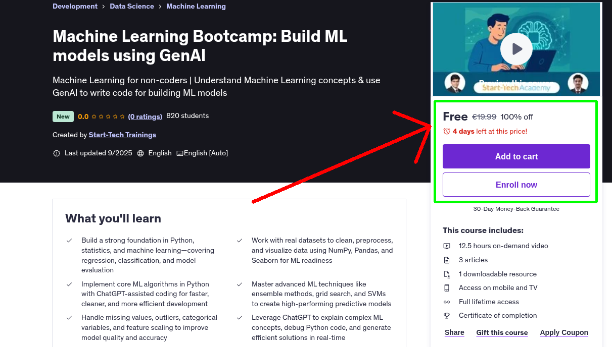 Machine Learning Bootcamp: Build ML models using GenAI