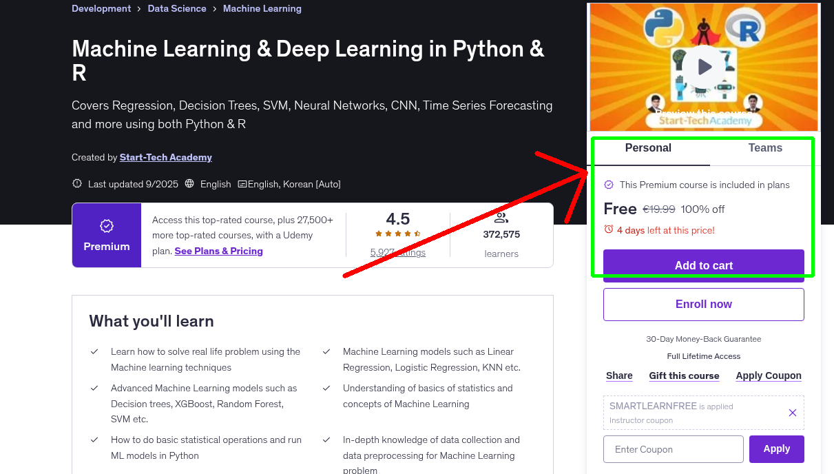 Machine Learning & Deep Learning in Python & R