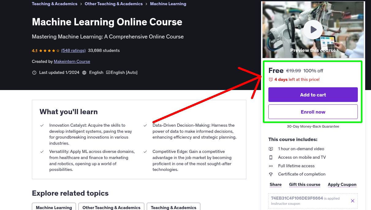 Machine Learning Online Course