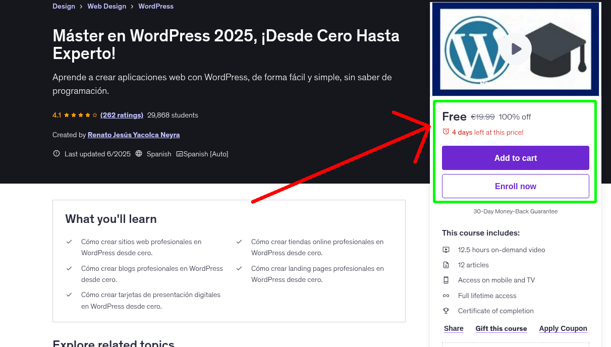 Máster en WordPress 2025, ¡Desde Cero Hasta Experto!