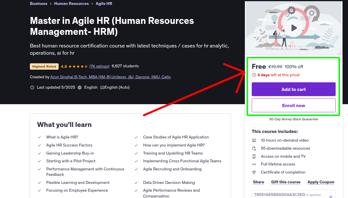 Master in Agile HR (Human Resources Management- HRM)