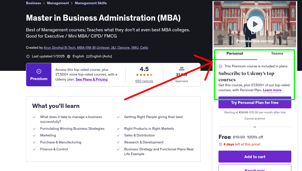 Master in Business Administration (MBA)