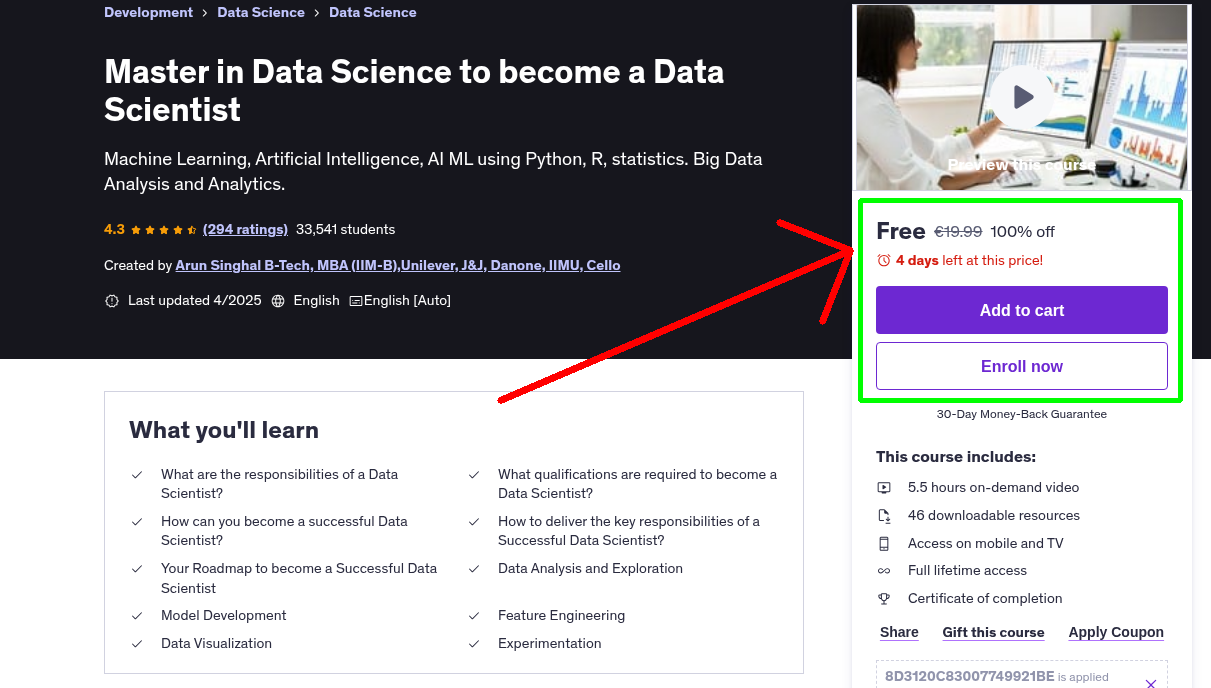 Master in Data Science to become a Data Scientist
