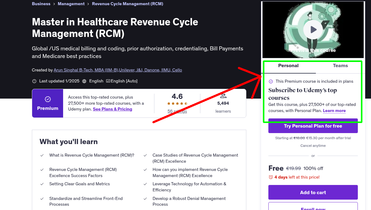 Master in Healthcare Revenue Cycle Management (RCM)