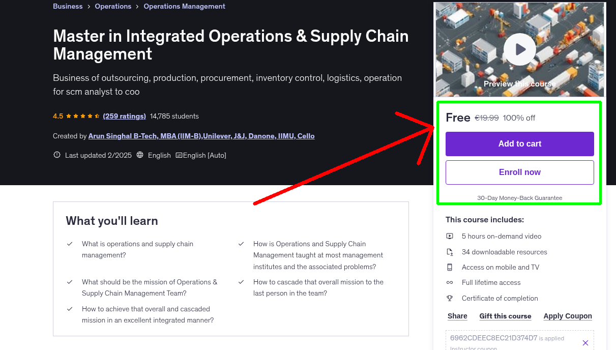 Master in Integrated Operations & Supply Chain Management