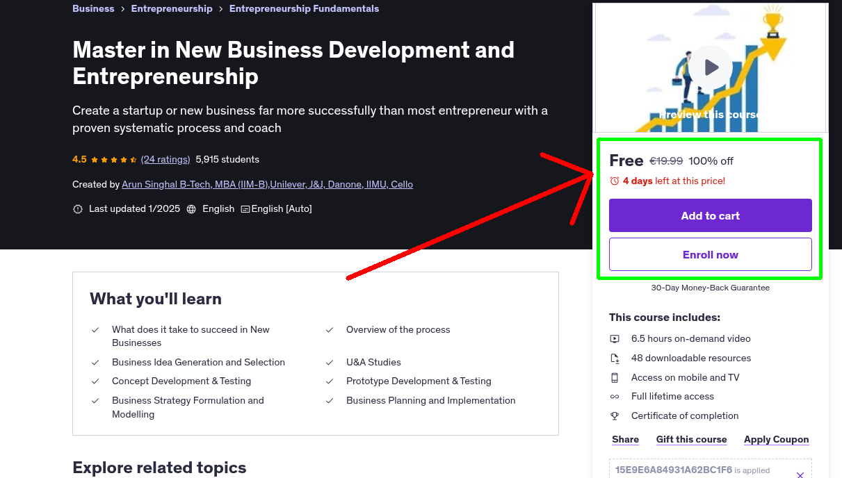 Master in New Business Development and Entrepreneurship