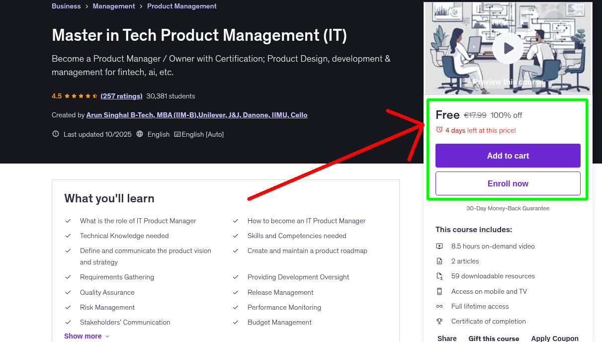 Master in Tech Product Management (IT)