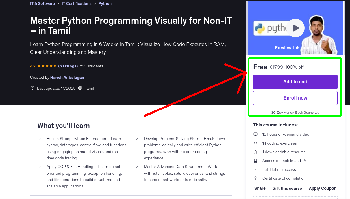 Master Python Programming Visually for Non-IT – in Tamil