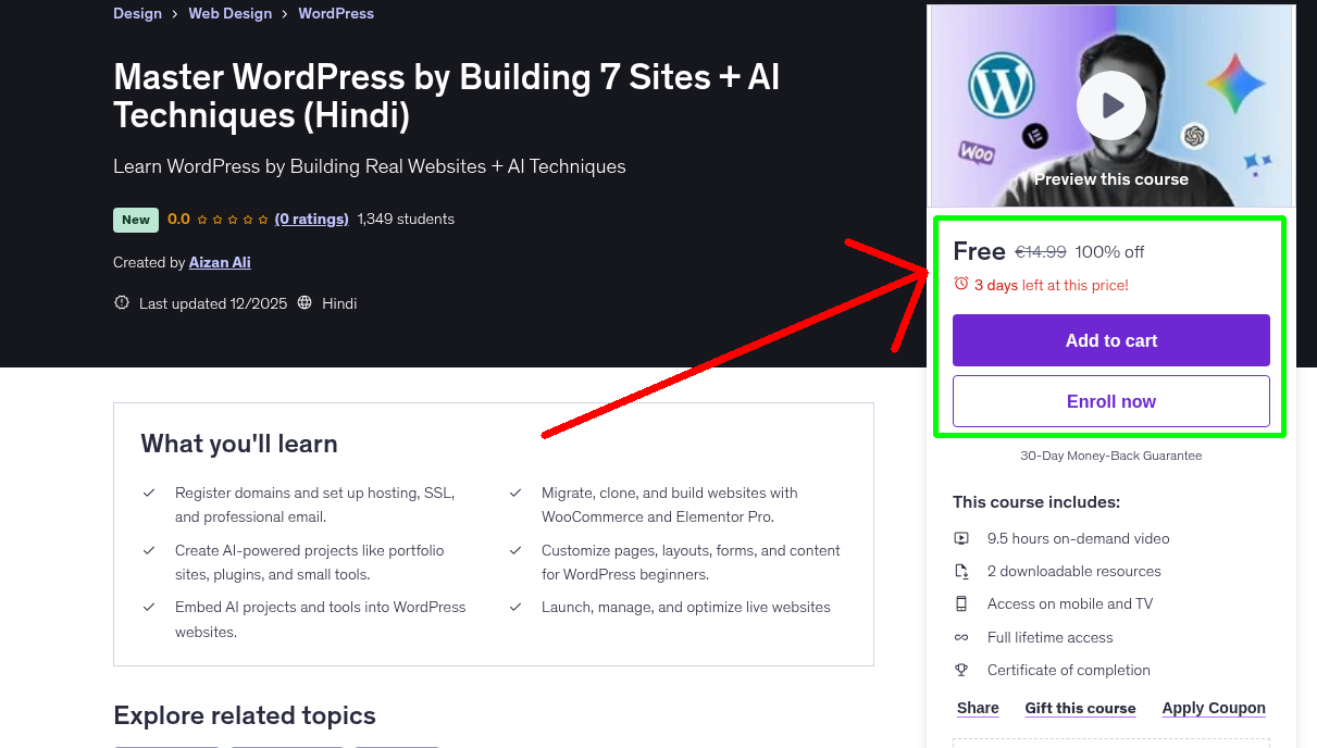 Master WordPress by Building 7 Sites + AI Techniques (Hindi)