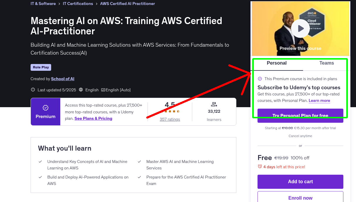 Mastering AI on AWS: Training AWS Certified AI-Practitioner