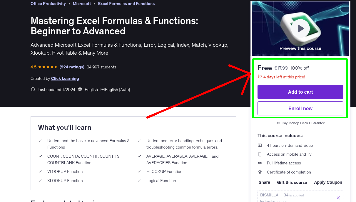 Mastering Excel Formulas & Functions: Beginner to Advanced