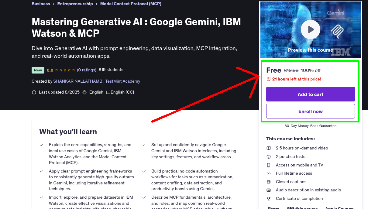 Mastering Generative AI : Google Gemini, IBM Watson & MCP
