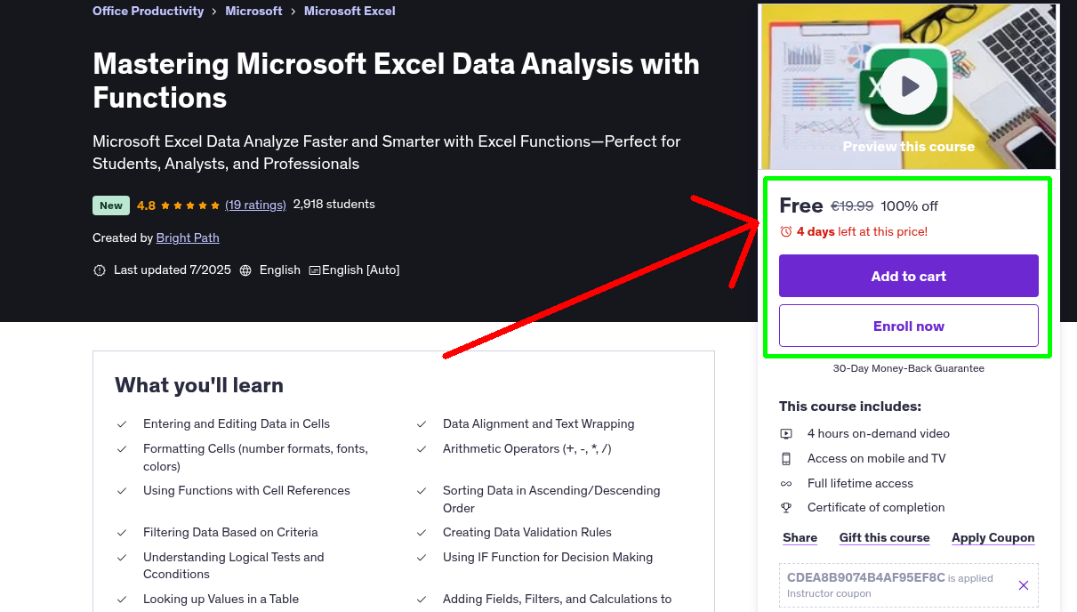 Mastering Microsoft Excel Data Analysis with Functions