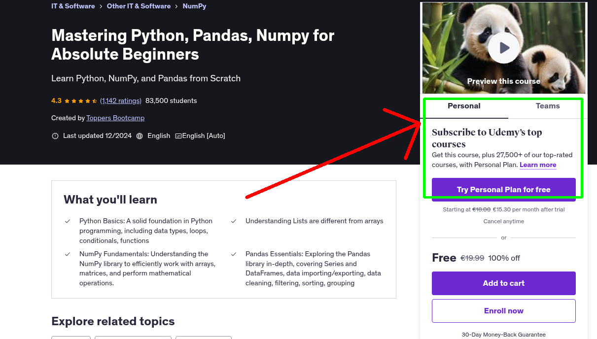 Mastering Python, Pandas, Numpy for Absolute Beginners
