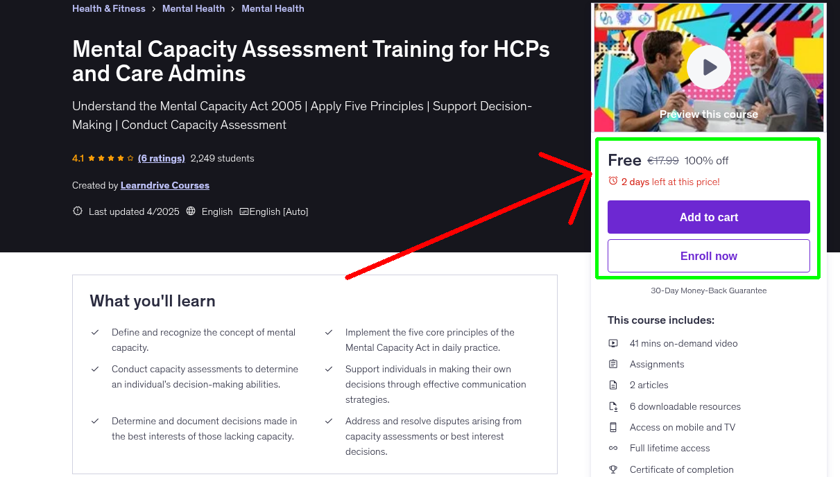 Mental Capacity Assessment Training for HCPs and Care Admins